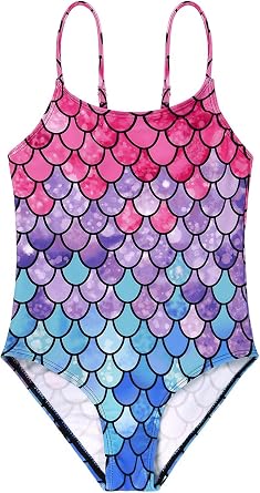 Azue Girls One Piece Swimwear Bathing Suit for Baby Girls UPF 50+ Printed Beach Swimwear Adjustable Toddler Swimsuit 2-8T