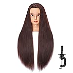 Hairlink 26-28\'\' Mannequin Head Synthetic Fiber Hair Styling Training Head Dolls for Cosmetology Manikin Maniquins Practice Head with Stand (6611LB0420)