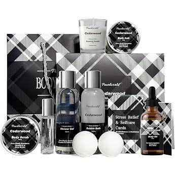 PEARLWORLD Spa-Set f r Herren 12-teilig Zedernholz K rper- und K rperpflege Spa-Set f r zu Hause f r M nner und Frauen saubere und n hrende Haut Geburtstagsgeschenk f r M nner