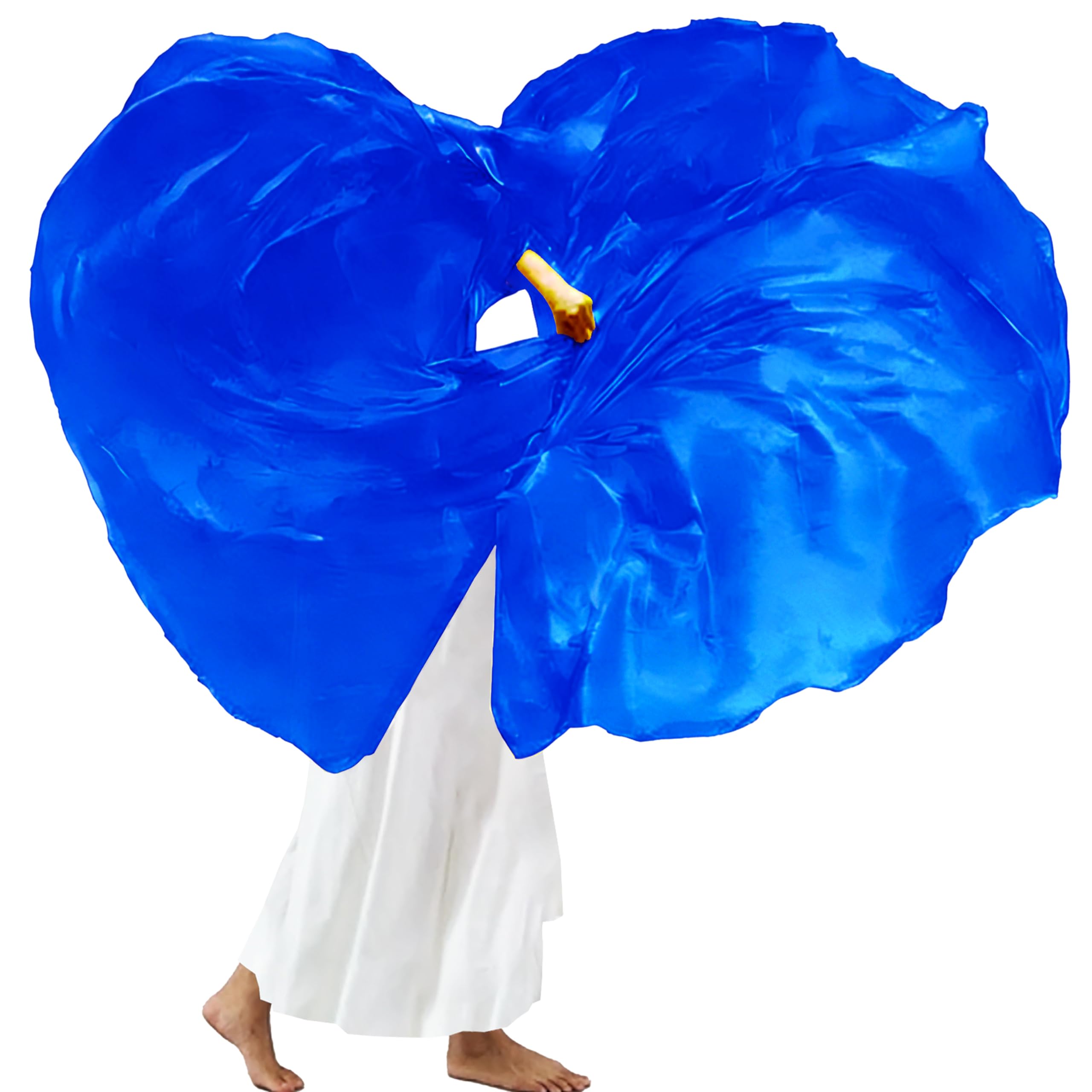 Wuchieal 55" Praise Dance Worship Flags with Flexible Rods Semicircle Worship Angel Wing Flag for Dance Church 2 pieces Navy blue