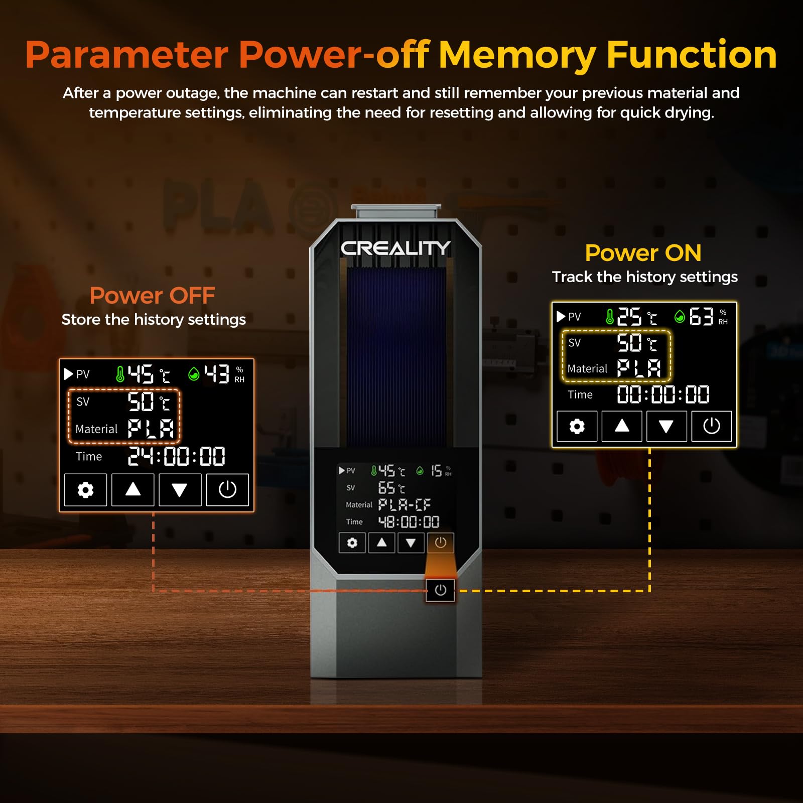 Creality Secador de filamentos, caja de almacenamiento de filamento Space Pi, calefacción doble de 360° y calentador PTC de 110 W, pantalla táctil LCD, juego de una tecla, filamento de impresora 3D