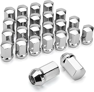 dynofit 24pcs 14x1.5 OEM Lug Nuts 1.75 inch(45mm) Height 7/8" Hex(22mm), M14-1.5 One-Piece Design Factory Chrome Wheel Lugnuts for Silverado & Tahoe GMC Sierra 1500 Buick Dodge Cadillac Chrysler
