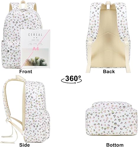 Miniatura 7 de Bluboon Mochila para niña y mujer, mochila escolar para computadora portátil, mochila de viaje, mochila floral, Flor, Mochilas Daypack
