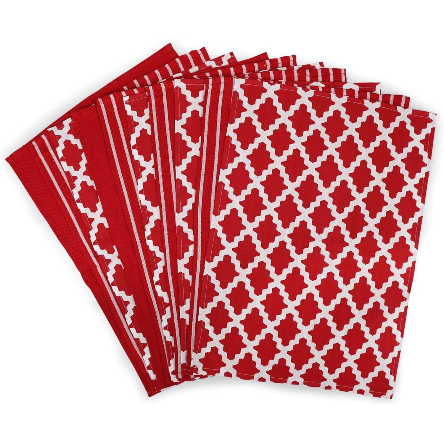 Penguin Home Red Premium 100% Pure Cotton Tea Towel For Kitchen, Set Of 10 Kitchen Towels, Soft & Durable Kitchen Cloths Towel Set, Machine Washable, 65 X 45 Cm Colour
