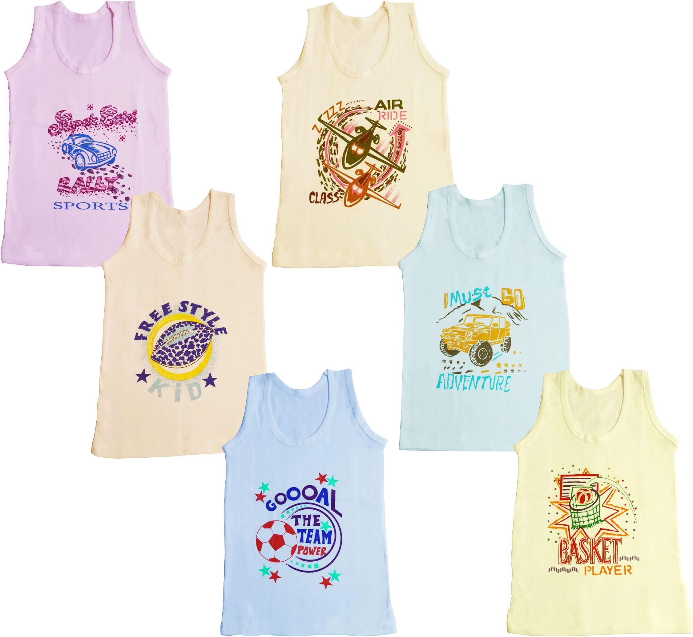 YuneekPack Of 6 Cotton Vest