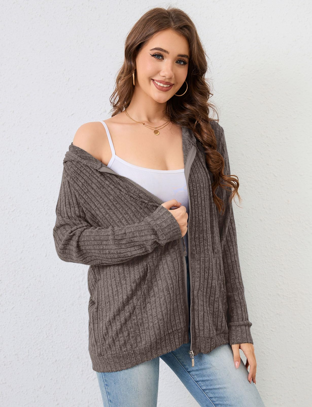 Flikity Sudadera con capucha con cremallera para mujer, sudadera con capucha, básicos, sudadera con capucha, chaqueta para mujer, ropa de verano y otoño