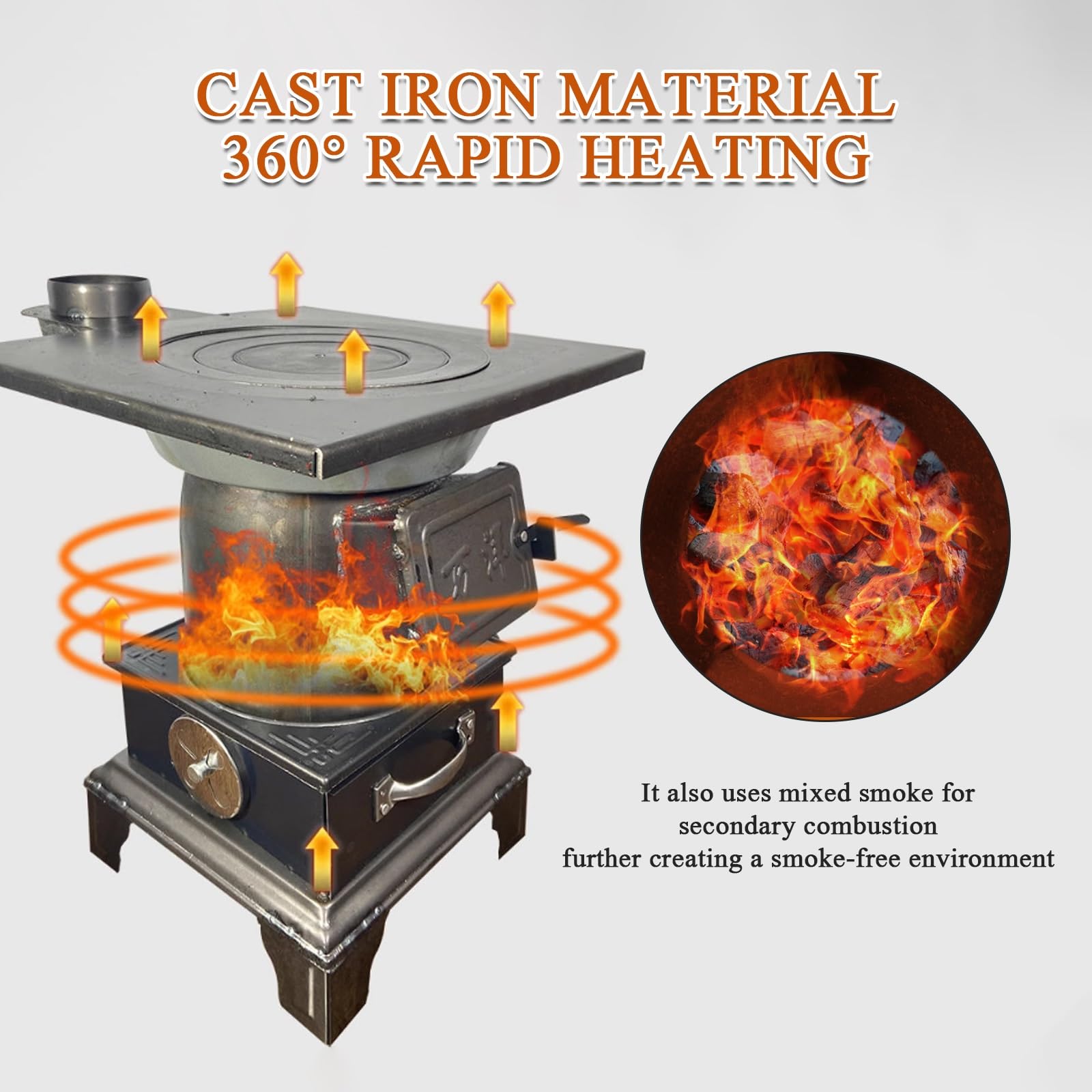 Stufa A Legna For Interni, Stufe A Pellet For Riscaldamento Domestico, Materiale In Ghisa Con Ingresso Aria Regolabile For Acqua Bollente, Barbecue
