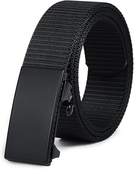 Men's Ratchet Web Belts,Outdoors Hiking Tactical Belt for Men,Nylon No Holes Golf Belts with Automatic Buckle