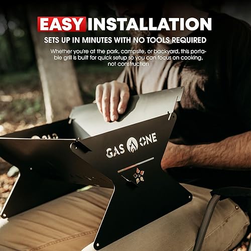 Miniatura 6 de GasOne - Parrilla de carbón portátil de 15 pulgadas, parrilla plegable para barbacoa, parrillas de camping para patio trasero, hoguera, patio,