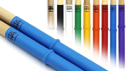 Miniatura 6 de Empuñaduras de baqueta, envoltura antideslizante para baqueta, anillos ajustables personalizados (azul)