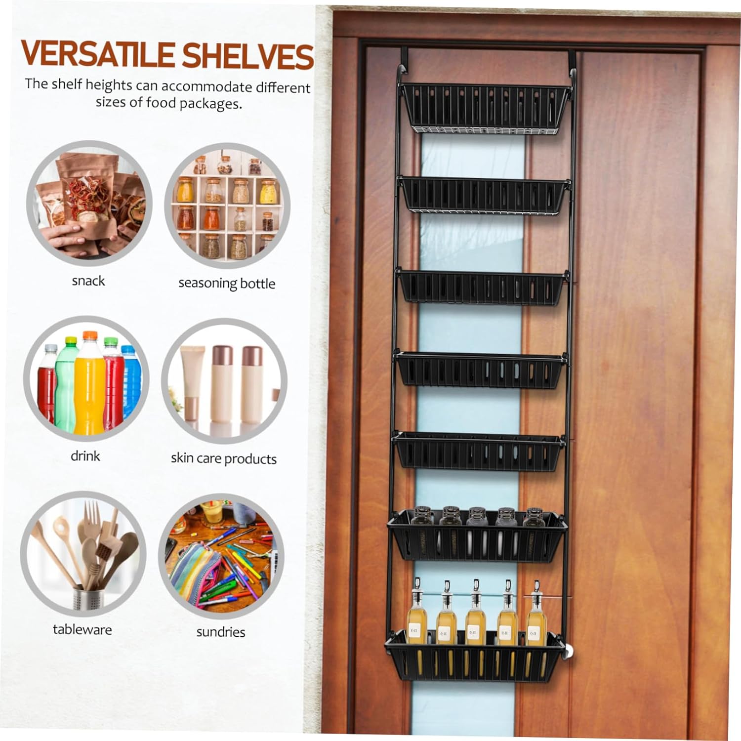 Over Door Pantry Organizer Hanging Storage Rack for Kitchen and Bathroom Space Saving Door Shelf with Versatile Storage Baskets Sturdy Construction for Easy Access