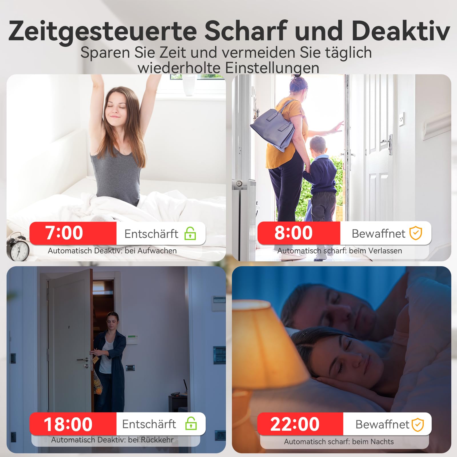 CPVAN WiFi Alarmanlage Haus mit PIR-Bewegungsmelder,Drahtloses DIY-Smart-Alarmsystem mit 6 Tür-/Fenstersensoren für Sicherheit – Lokalaler Alarm & App-Benachrichtigung, Weiß