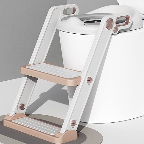 fefe Potty Training & Step Stools,Seats fefe | Baby Potty Training Seat with Step Stool Ladder | Folding Child Toilet Seat | Non-Slip Pads | Comfortable Washable Soft Cushion | Splash Guard and Safety Handles | White