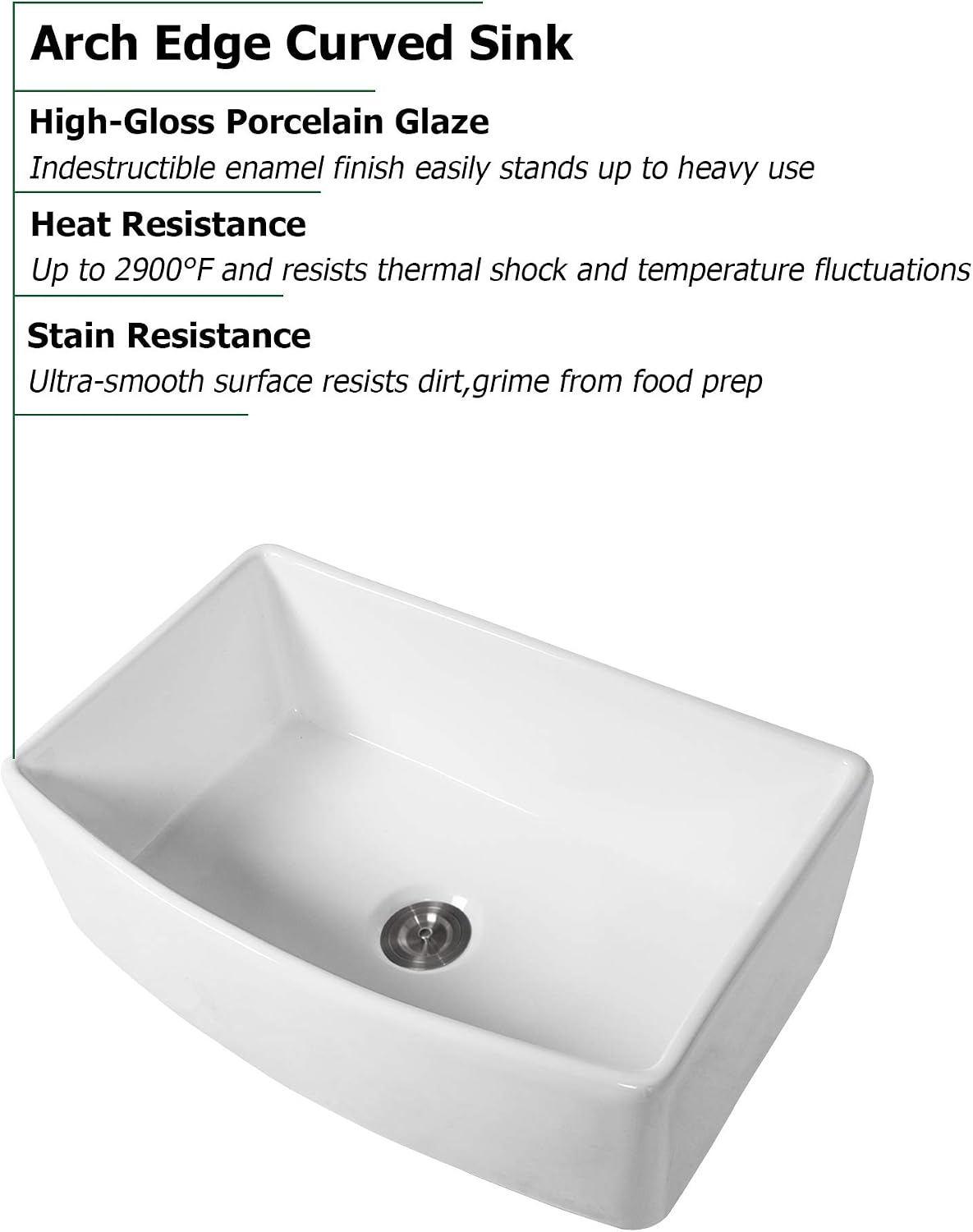🔥 Hot Deals 30 Farmhouse Sink White - Kichae 30 Inch Kitchen Sink Apron Front White Ceramic Porcelain Fireclay Single Bowl Farmer Sink