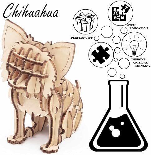 Miniatura 6 de Vyperion Rompecabezas de madera 3D para mascotas de Chihuahua  Kit de modelo de manualidades de madera contrachapada para adultos adolescentes y