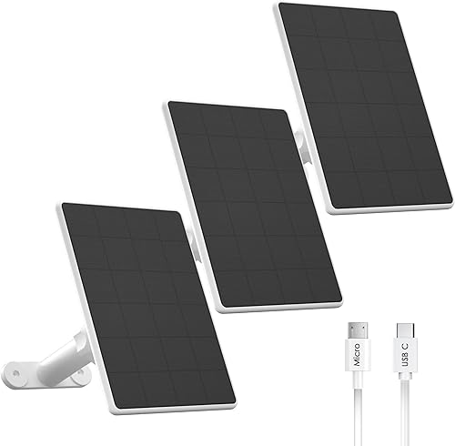 Panel solar para cámara de seguridad, paneles solares de 6 W con puerto micro USB y USB-C para cámara exterior de 5 V CC, cargador solar para cámara