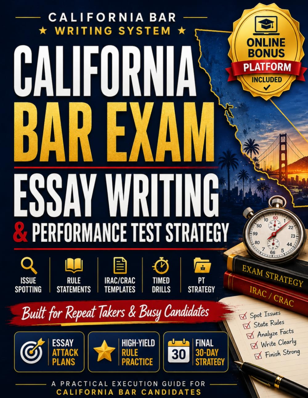 California Bar Exam Essay Writing & Performance Test Workbook: Essay Writing, Performance Test Strategy, Issue Spotting, Rule Statements, IRAC/CRAC ... Review for Repeat Takers and Busy Candidates