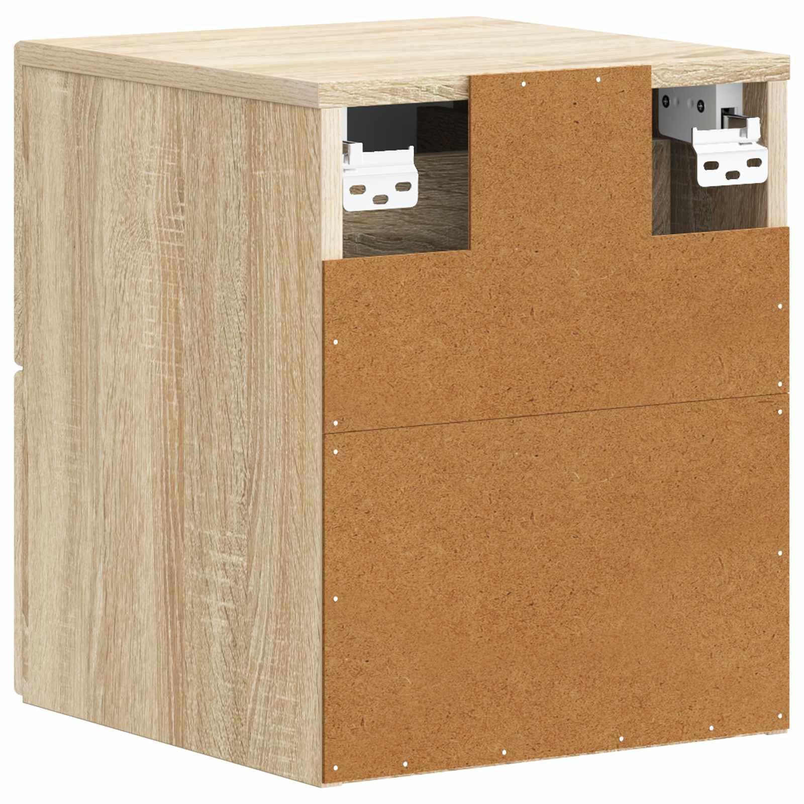 Wandmontierter Nachttisch Sonoma-Eiche 2er Set, 34,5 x 33 x 40 cm mit Stauraum, Schubladen, Ablage, für Schlafzimmer, Wohnzimmer, Büro, Staubschutz, robuste Holzwerkstoff, vielseitig