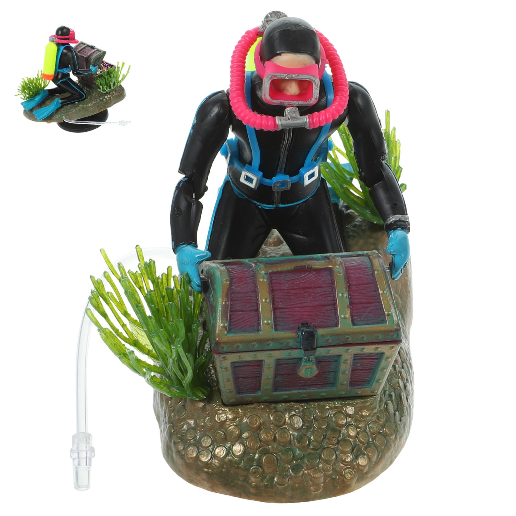 POPETPOP 2 Ensembles Fish Tank Treasure Chasse Grenouille Figurine D'aquarium Titulaire Décorations Remplisseur D'aquarium Ornement De Plongeur Flottant Ornement D'aquarium Usine Plastique