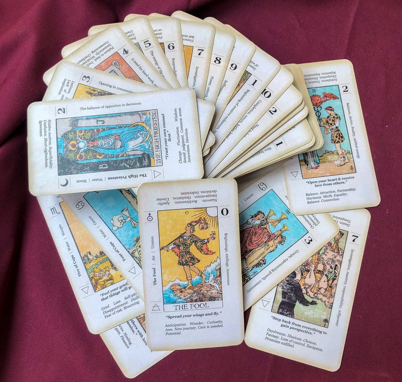BEGINNER TAROT Keyword Antiqued Tarot Deck, Learn Tarot, 78