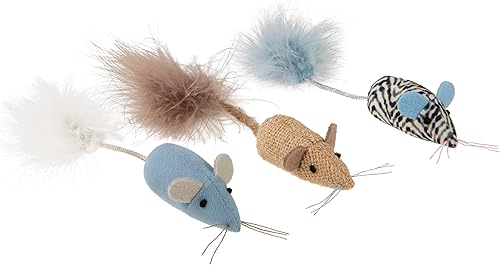 SmartyKat Instincts - Juego de 3 ratones de peluche para gatos con hierba gatera y Silvervine, multicolor, paquete de 3