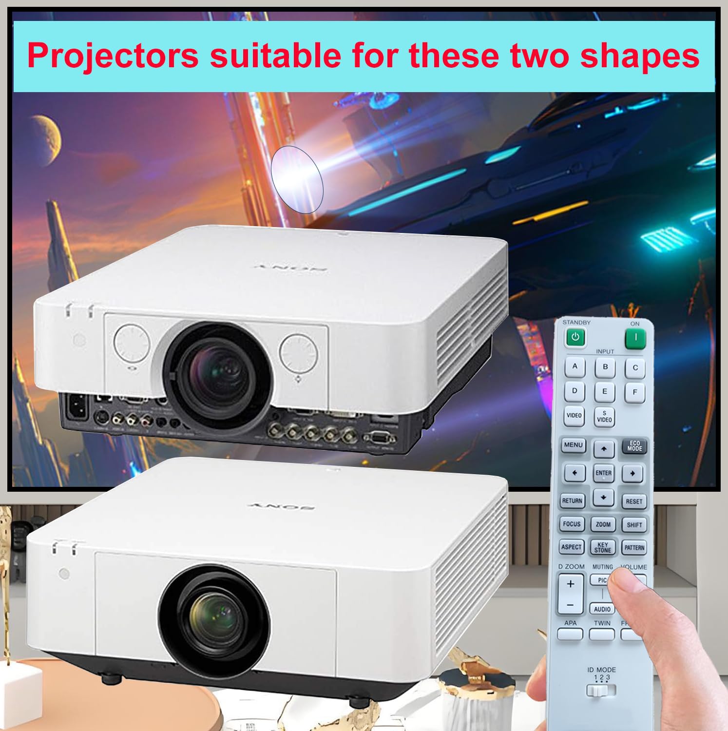 Telecomando per proiettore RM-PJ19 per proiettore VPL-FHZ70, VPL-FHZ700, VPL-FHZ75, VPL-FHZ80, VPL-FHZ85, VPL-FHZ90L, VPL-FH500L, VPL-FX500L.