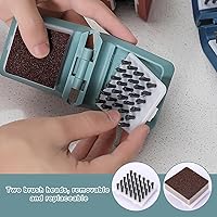 Vista 3 de Limpiador de cuchillos, paquete de 3 limpiadores de cubiertos, limpiador de cuchillas con 3 cabezales de cepillo de esponja de repuesto