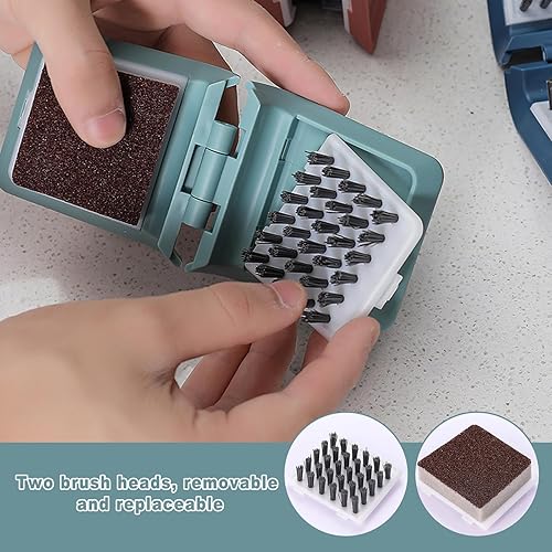 Miniatura 3 de Limpiador de cuchillos, paquete de 3 limpiadores de cubiertos, limpiador de cuchillas con 3 cabezales de cepillo de esponja de repuesto, para