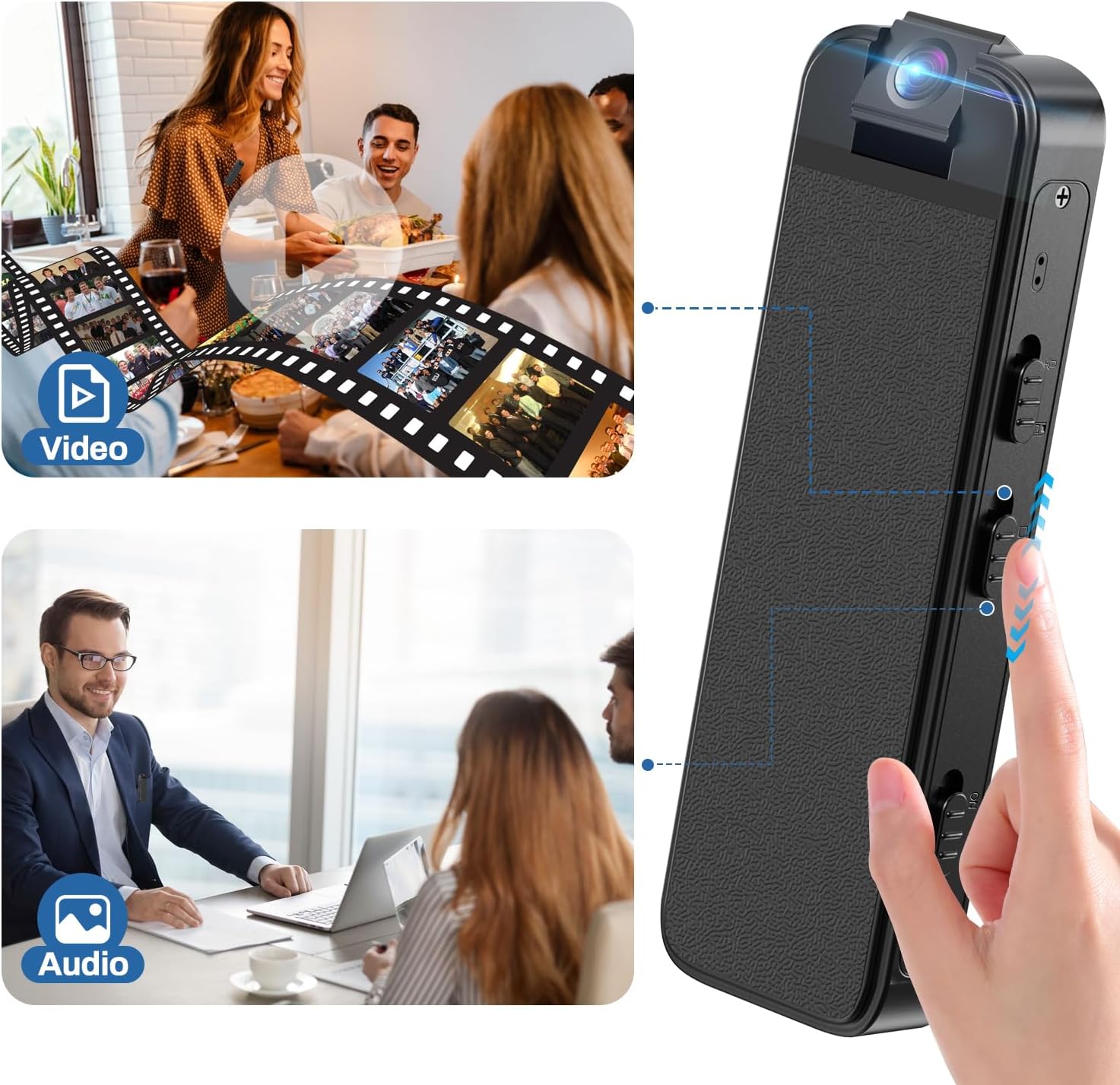 Mini Body Camera,Premium Portable 1080P Small Body Camera with Night Vision and Motion Detection Wearable for Office, Law Enforcement, Security Guard (Built- in 64GB Memory Card) (64GB) - Image 6