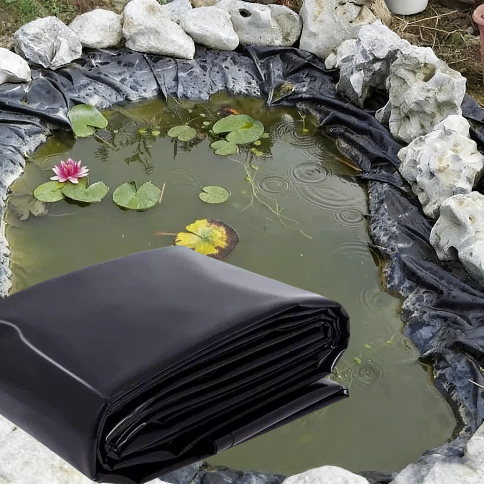 Bâche étanche pour bassin à poissons et bâche de cascade noire 3x7m