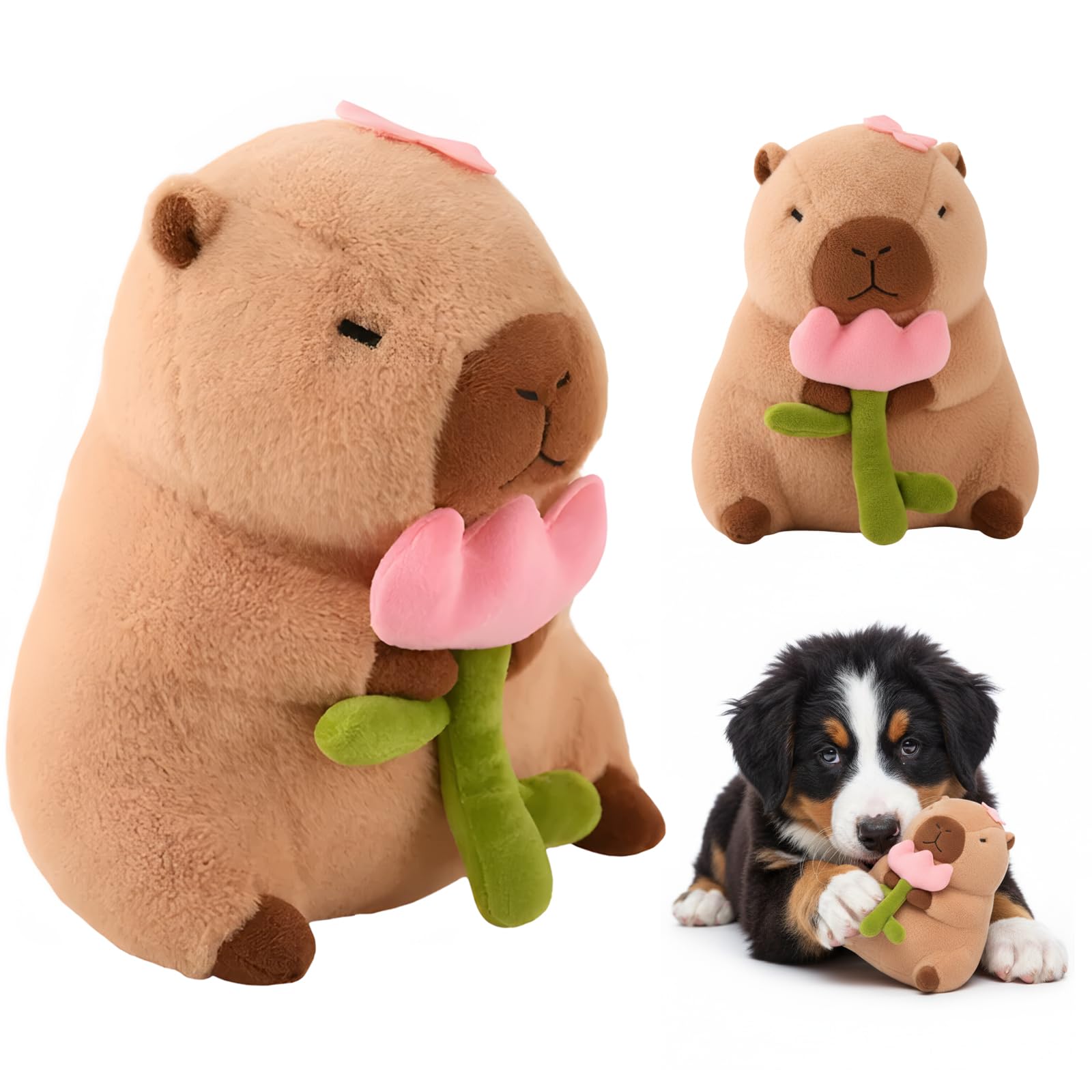BFSYRR Capybara Plush, 23 Cm Cute Stuffed Animal with Floral Design, Soft Cuddly Companion for Playtime and Gift Giving