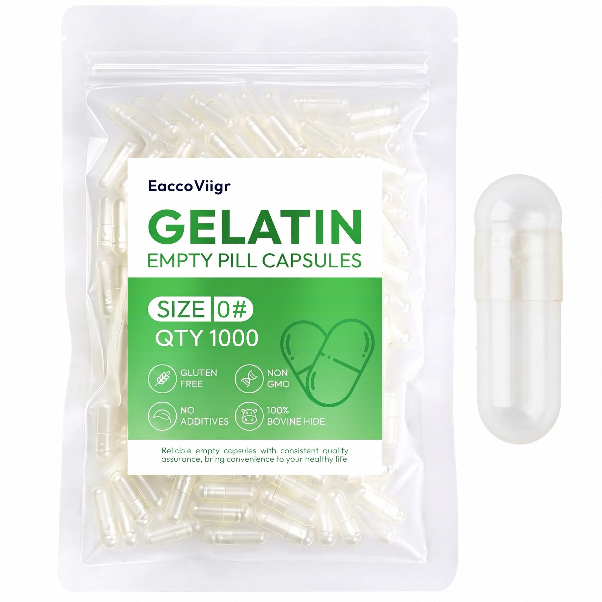 Size 0 Gelatin Empty Capsules - 100 Count Clear Empty Pill Capsules, Fillable Empty Gel Capsule for Homemade Vitamins & Powders, Easy for DIY Supplements — Amazon image 9