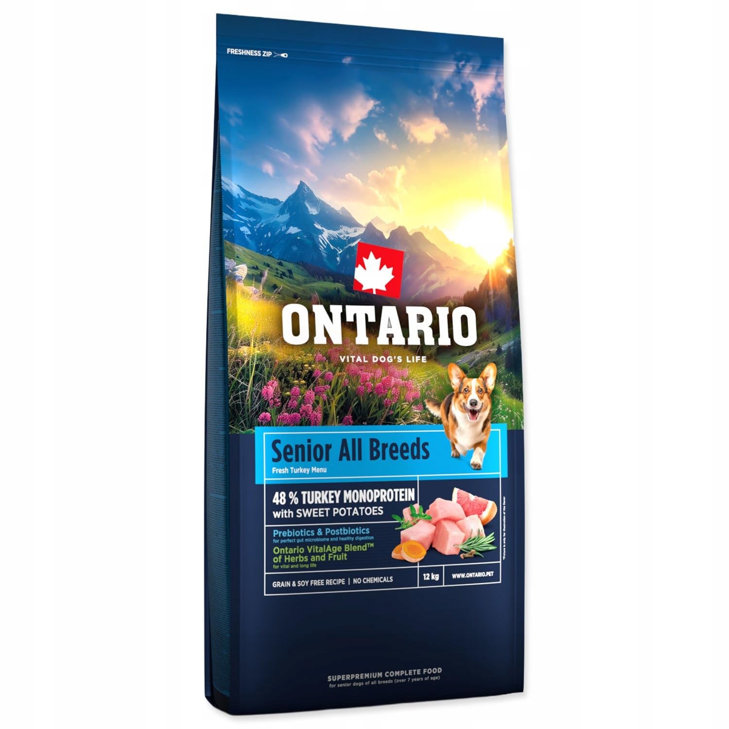 ONTARIO SENIOR MONO 12KG Karma Monoproteinowa dla Starszych Psów z Indykiem