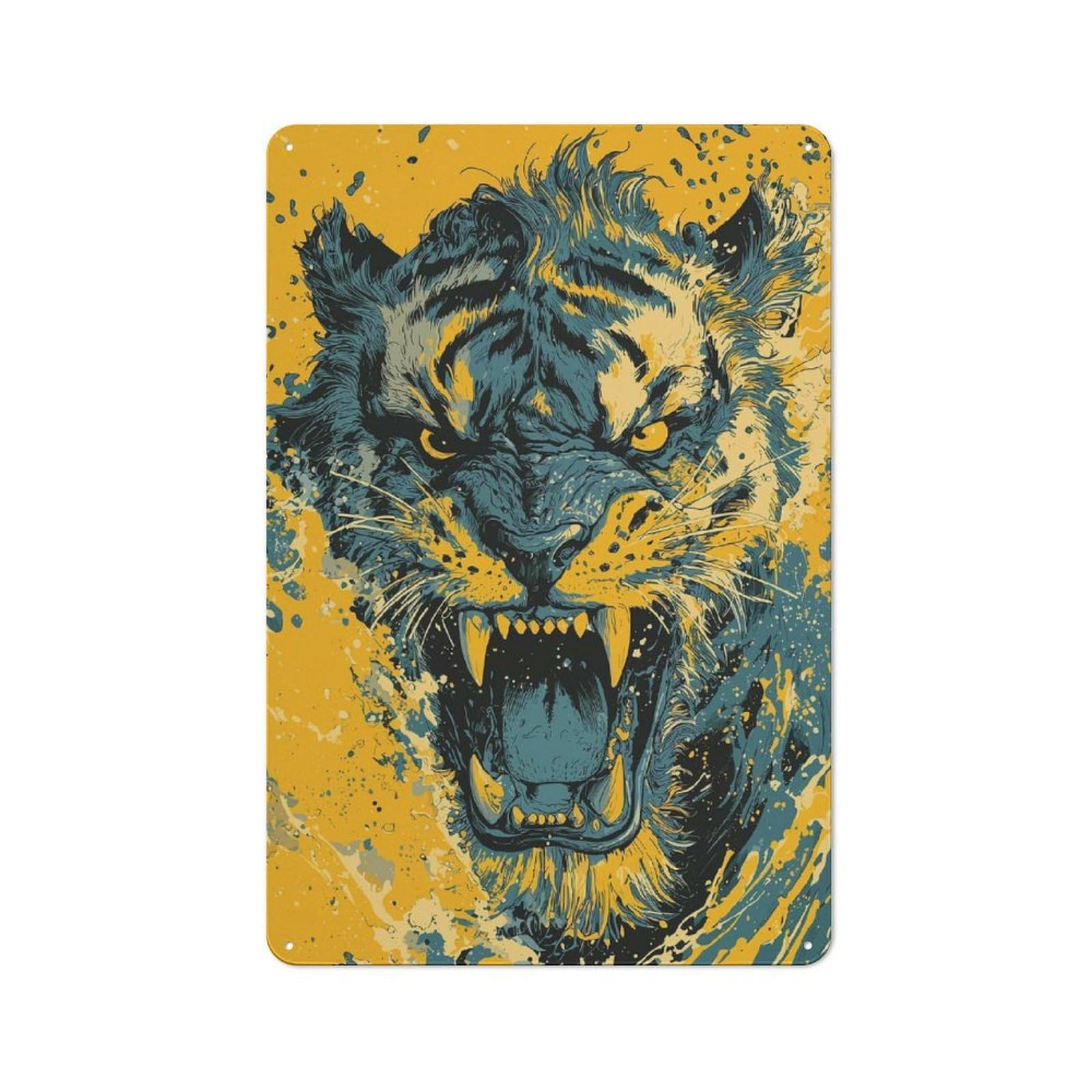 Junmoney Style Tiger Roar Vintage Metal Wall Sign 30X20cm For Garage Wall, Suited To Garage Decor Collectors