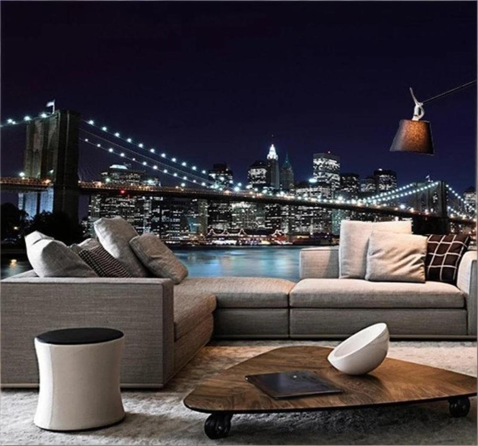 Wallpaper-3D-Xlm 300Cm×210Cm(B×H) Three Dimensional Beautiful City Architecture River Night View 3D Wallpaper Easy Install Feature Office Living Room Sofa Bedroom Tv Background Wall Decoration-300Cm×210Cm