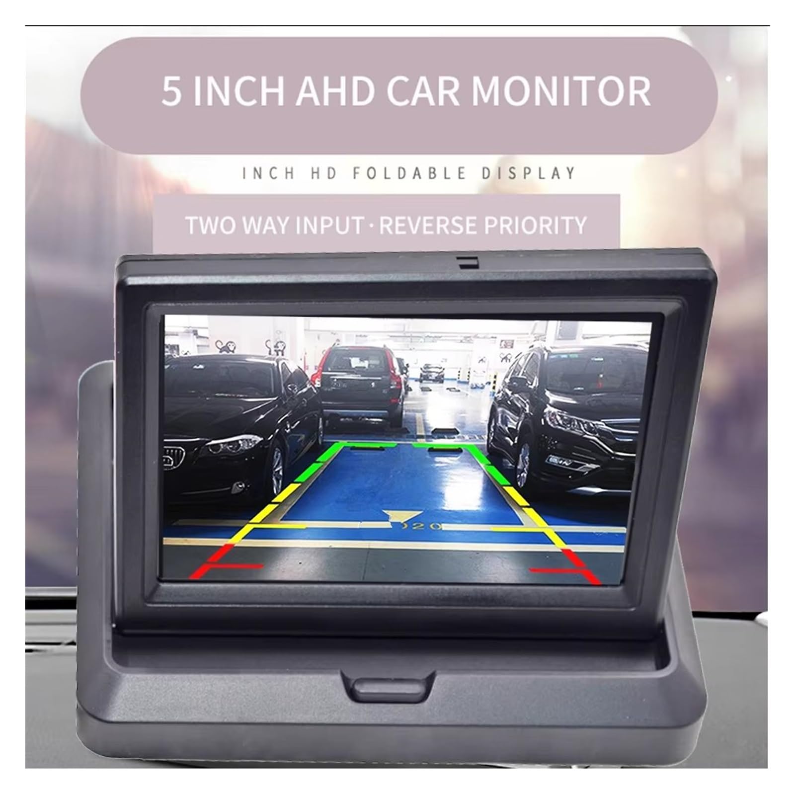 Cámara Visión Trasera Coche Monitor Coche AHD 5 Pulgadas 1920 * 1080P Cámara Visión Trasera Vehículo Nocturna Plegable Alta Definición Marcha Atrás
