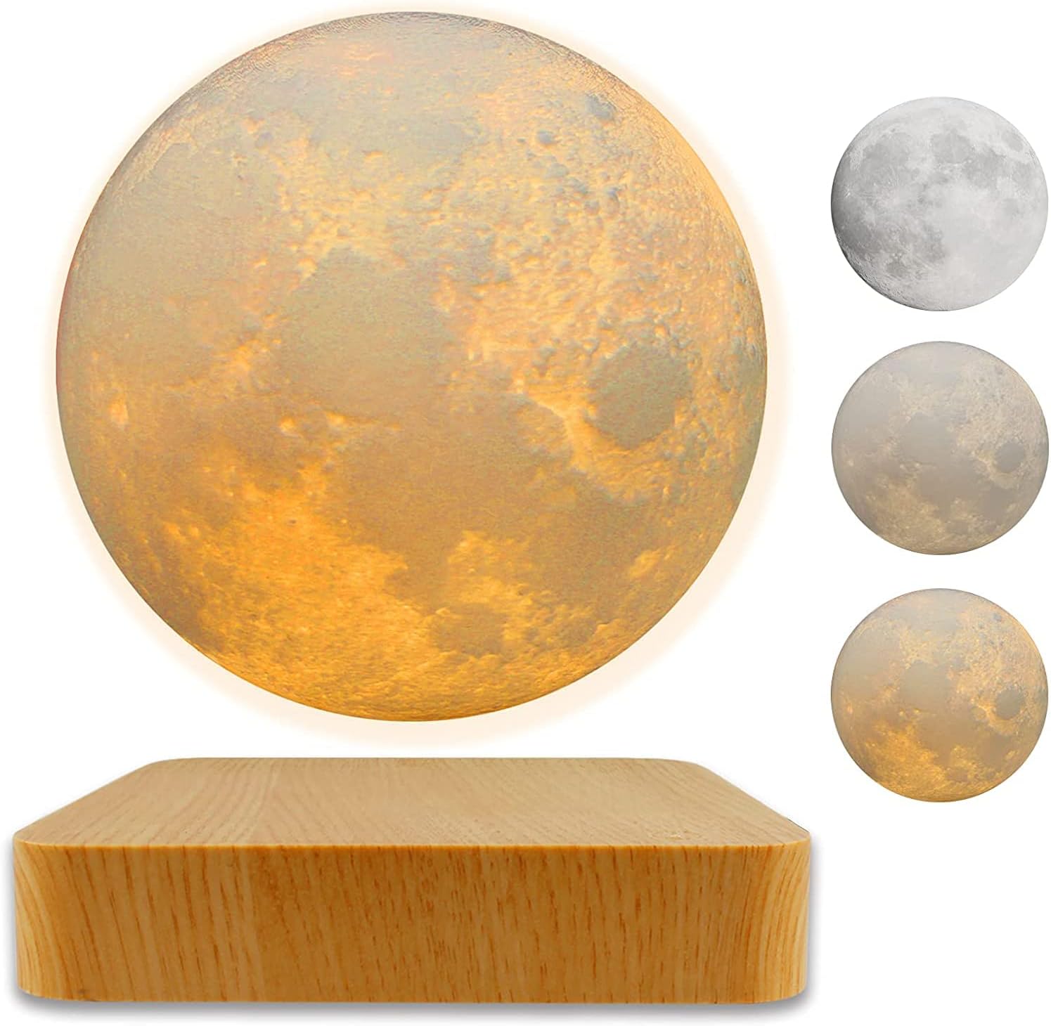 PeacePlanet Valentines Floating Moon Lamp, Day, Gift, Levitating LED, Table Lamp, Night Lamp, Magnetic Suspension & Rotation in Air, Gift, for Home, Birthday, Anniversary, 3 Color Modes.