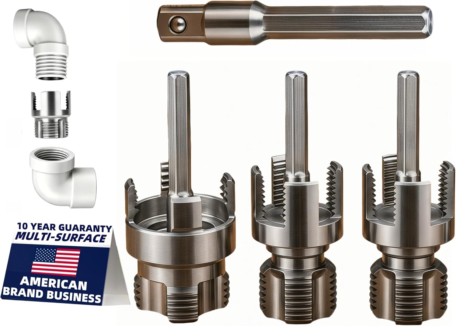 6 in 1 PVC Pipe Threading Tool – Reinforced Hardened Alloy Internal & External Threader Kit for 1/2", 3/4", 1" Pipes, No Chipping No Slippage – Pro Plumbing Tool for DIY Repairs