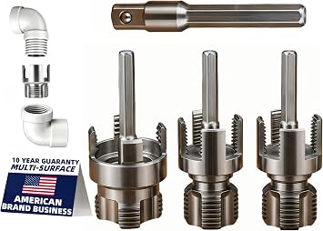 6 in 1 PVC Pipe Threading Tool Reinforced Hardened Alloy Internal & External Threader Kit for 1/2, 3/4, 1 Pipes, No Chipping No Slippage Pro Plumbing Tool for DIY Repairs