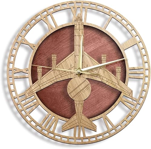 The Geeky Days E-3 Sentry AWACS Reloj de pared de cuarzo silencioso Decoración del hogar Reloj de madera grabado de la Fuerza Aérea de los Estados