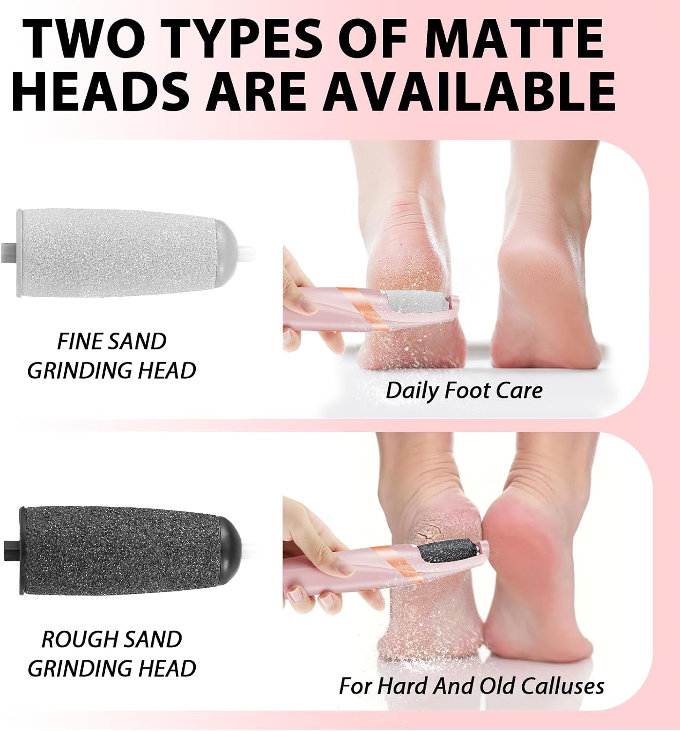 Electric Foot File with Urea Cream, Rechargeable Callus Remover, Peach Scented Moisturizing Treatment, Portable Cracked Heel Stick for Dry and Cracked Feet, Pink and Rose Gold