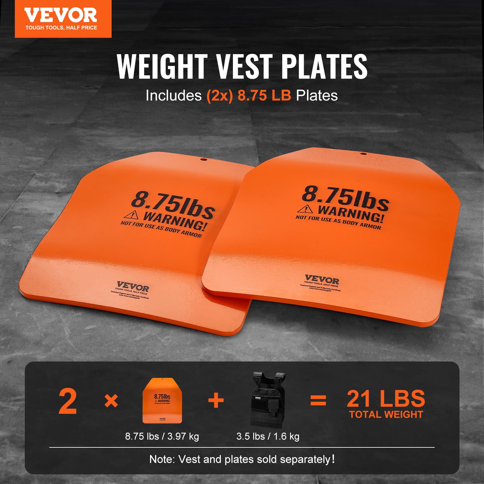VEVOR Zakrzywione talerze obciążeniowe, pary 4 kg, stalowe płyty obciążeniowe, wyprofilowane, ergonomiczne dopasowanie, WOD, dodatkowy ciężar do kamizelki obciążeniowej, treningu siłowego, biegania,