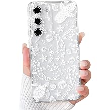 NITITOP Compatible with Samsung Galaxy S23 Case Clear Cute Shell Whale Sea Ocean Animal Pattern for Women Girls Full Camera Lens Slim Shockproof Protective Phone Cover - White Turtle