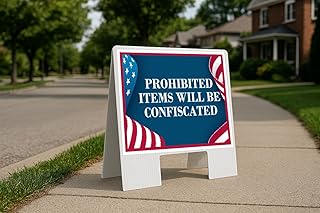 Prohibited Items Will Be Confiscated 4Th Of July American Flag Usa Patriotic Bunting A-Frame Double Sided 23x23 in. Yard Road Sign