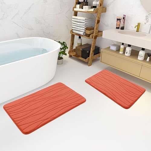 Miniatura 7 de Buganda Tapete de baño de espuma viscoelástica de 24 x 16 pulgadas, extra suave y absorbente, antideslizante y lavable a máquina, tapete de baño