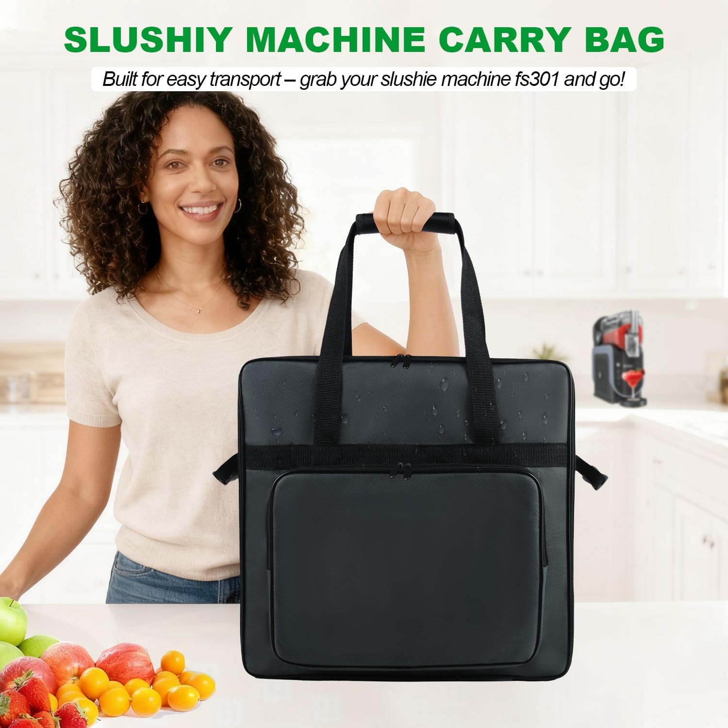 Carrying Bag for Ninja SLUSHi FS301 Slushie Machine, Portable Outdoor Frozen Drink Maker Travel Carrier Bag—Front-Opening, Accessories for Ninja SLUSHi FS301 Slushie Machine (Dark Gray)