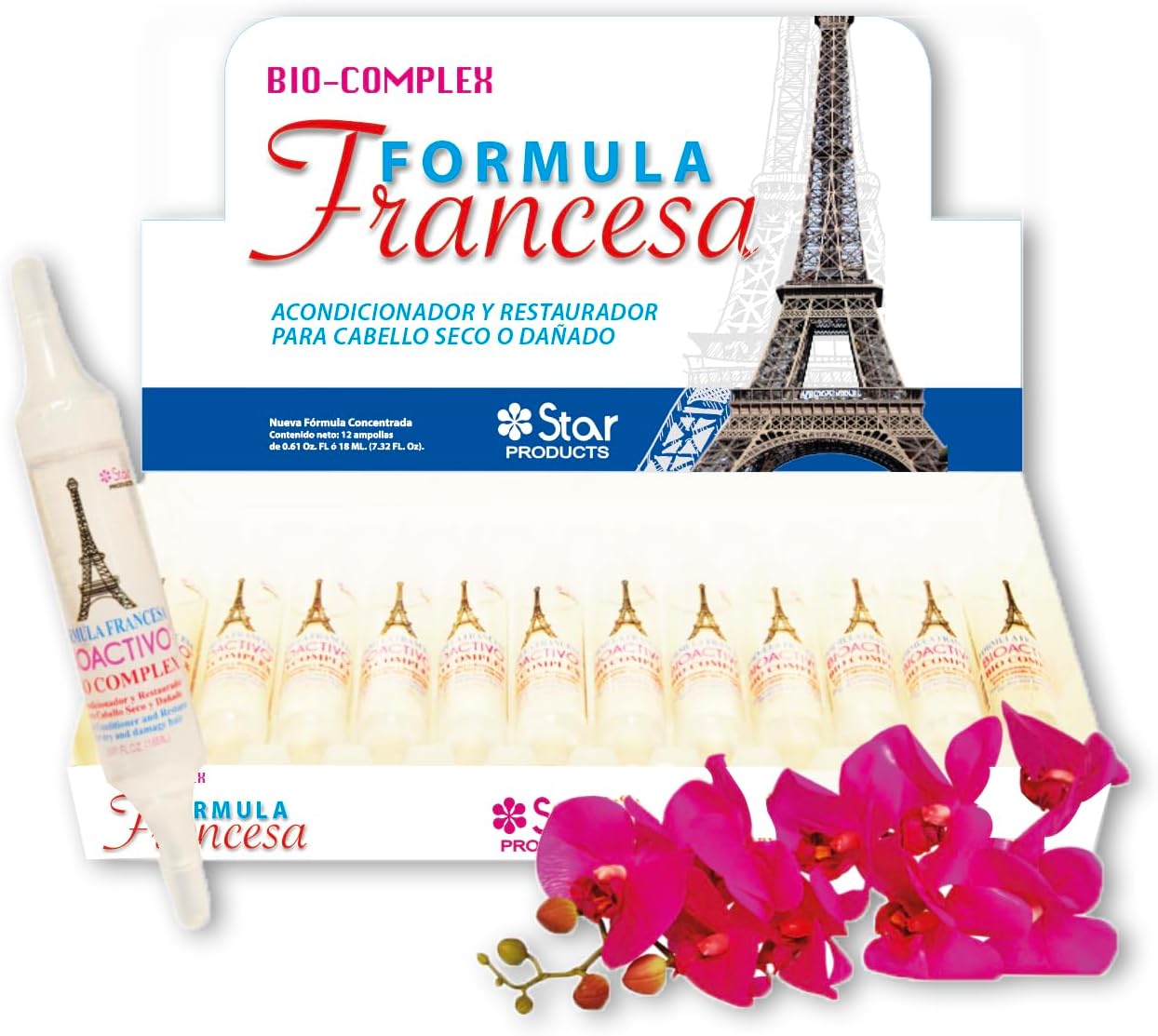 Bio Complex French 12 Pack – 0.61 oz Each, Intensive Hair Repair Treatment for Nourishing, Strengthening & Revitalizing Damaged Hair