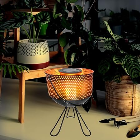 Epyz Solar Lantern Torch Lights with 24LED Flickering Flame Waterproof Metal LED Decorative Garden Lights Tiki Torches Solar Tabletop Lamp for Yard Patio Pathway Camping Party Decor [ Warm Yellow ]