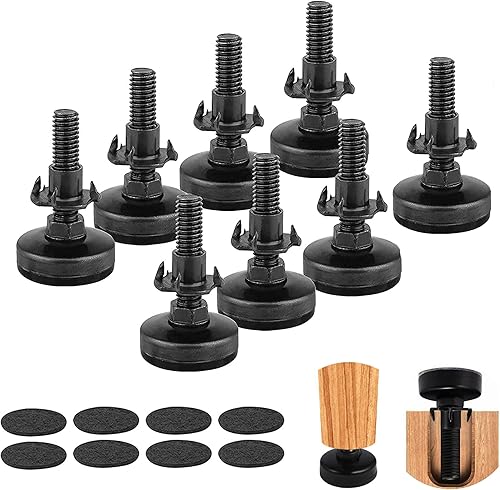 Miniatura 10 de Juego de 6 pies niveladores ajustables para muebles, patas niveladoras resistentes, patas de gabinete, ajuste de altura para muebles con tuerca en