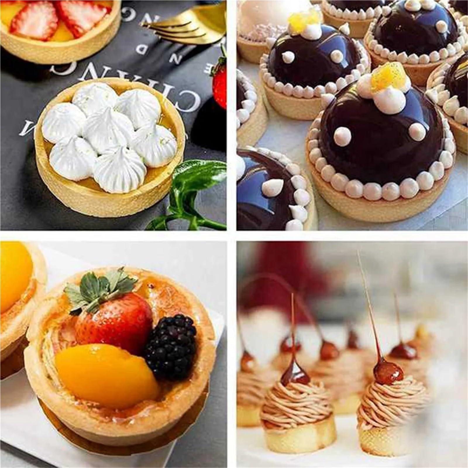 Anillos Para Tartas 5 uds anillos circulares for tarta con agujeros de acero inoxidable molde for pastel de frutas molde for Mousse molde for hornear de cocina 9cm Para Postre，Tartas